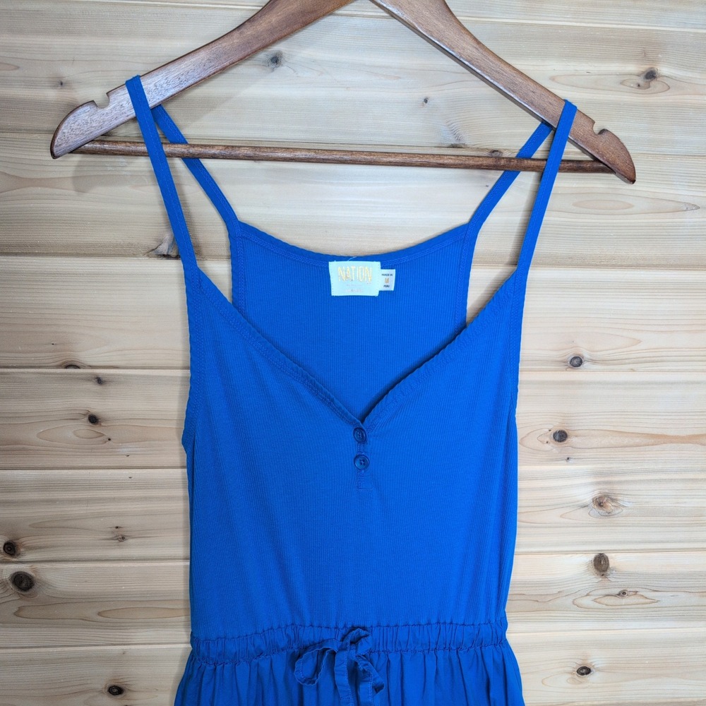 Nation LTD Royal Blue Organic Pima Cotton Tiered Mini Dress 5267RB Medium - Picture 2 of 12